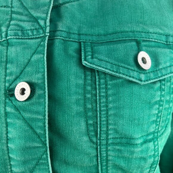 Tristan Casual Chic Emerald Green Denim Jacket - Large - Picture 4 of 10
